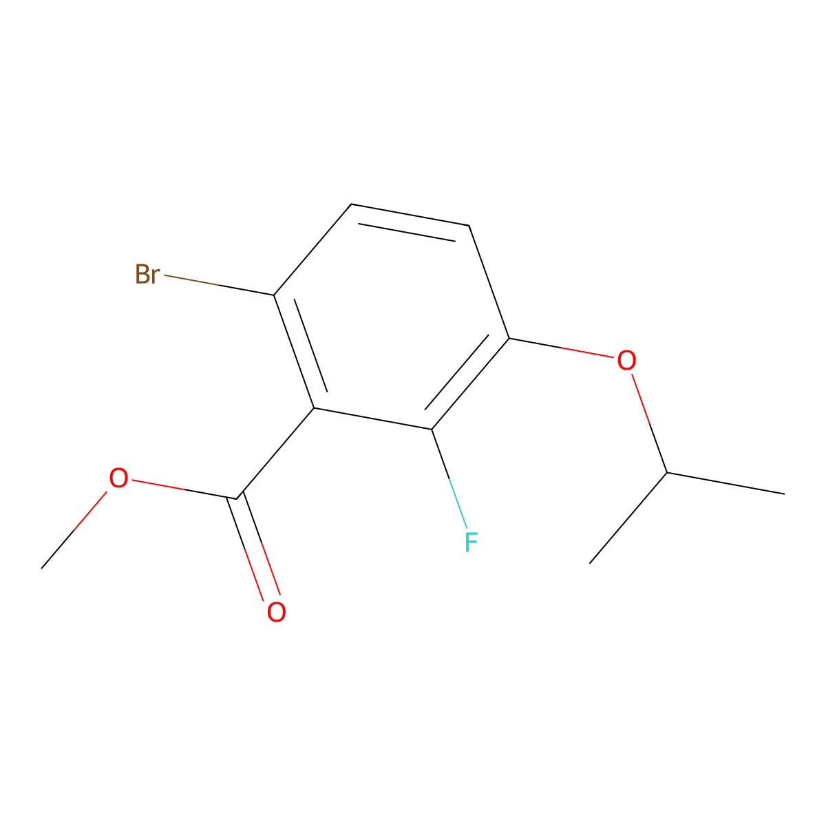 Methyl 6-bromo-2-fluoro-3-isopropoxybenzoate molecular structure, CAS 2586125-83-7