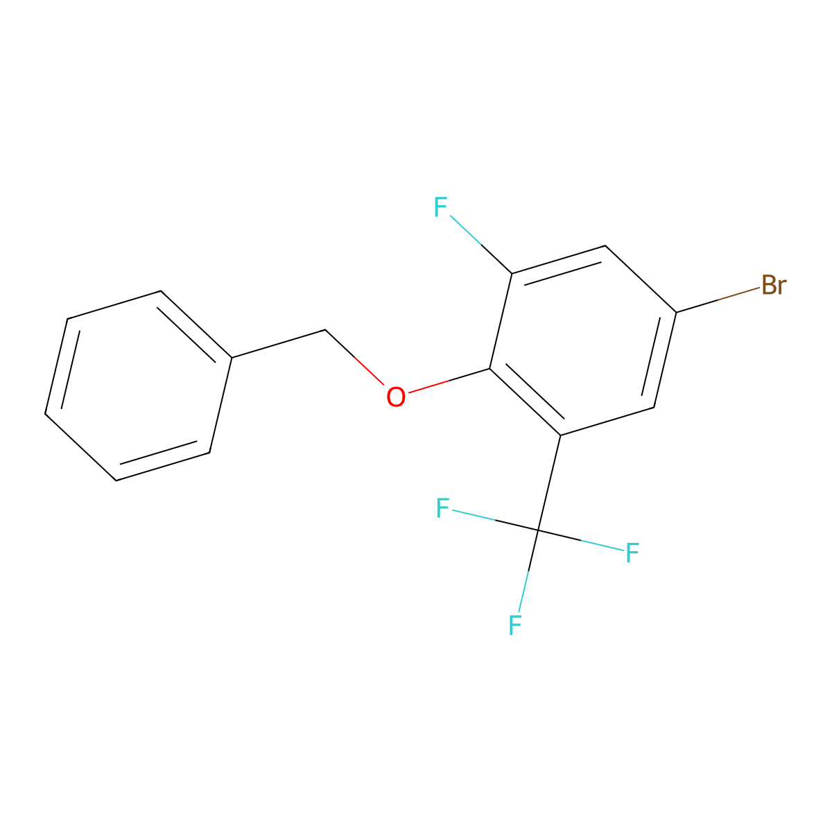 2-(Benzyloxy)-5-bromo-1-fluoro-3-(trifluoromethyl)benzene molecular structure, CAS 2586125-85-9