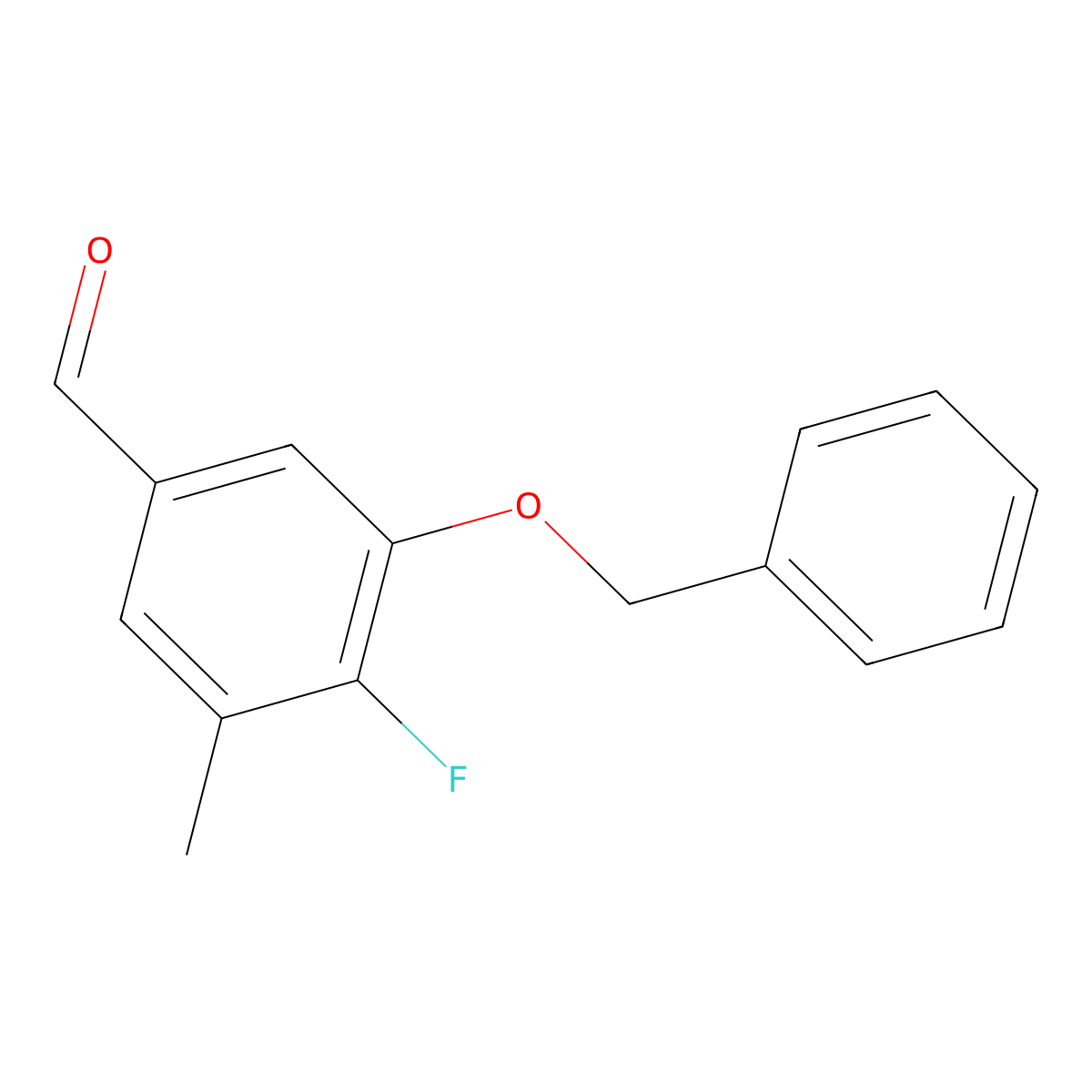 3-(Benzyloxy)-4-fluoro-5-methylbenzaldehyde molecular structure, CAS 2586125-86-0