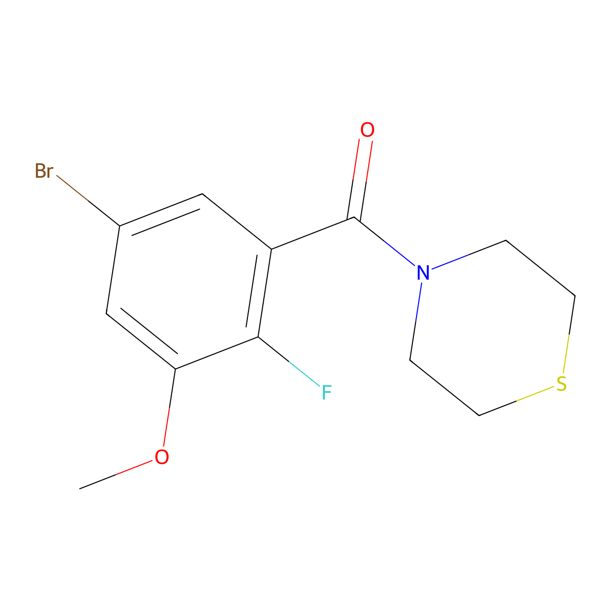 (5-Bromo-2-fluoro-3-methoxyphenyl)(thiomorpholino)methanone molecular structure, CAS 2586125-93-9