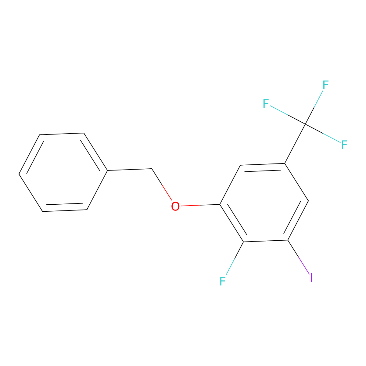 1-(Benzyloxy)-2-fluoro-3-iodo-5-(trifluoromethyl)benzene molecular structure, CAS 2586125-95-1