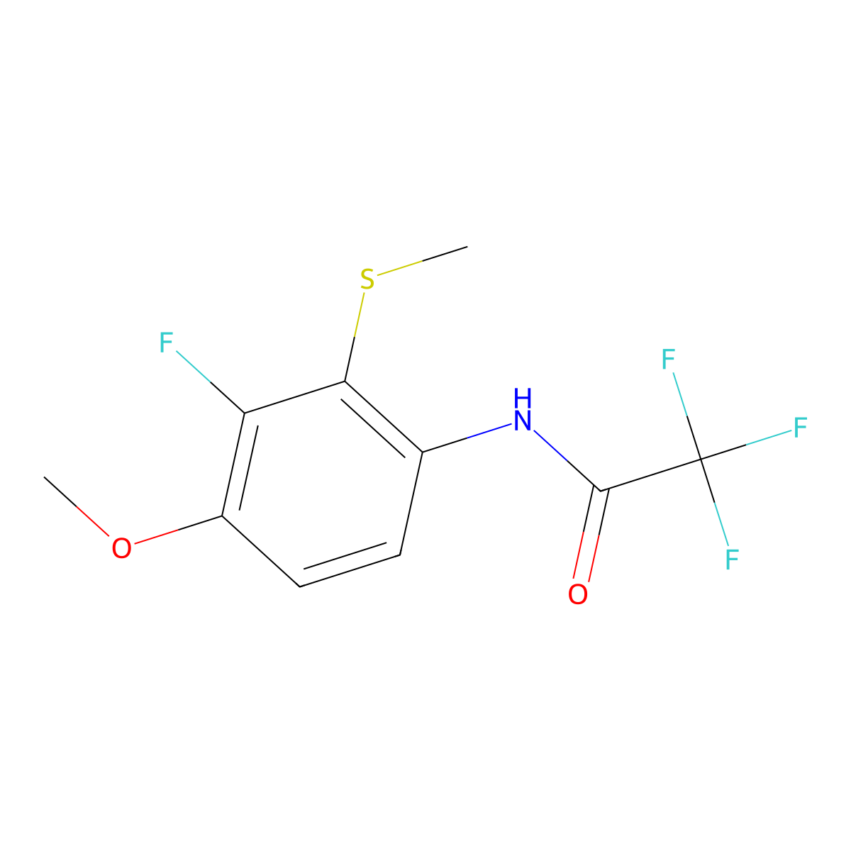 2,2,2-Trifluoro-N-(3-fluoro-4-methoxy-2-(methylthio)phenyl)acetamide molecular structure, CAS 2586125-97-3