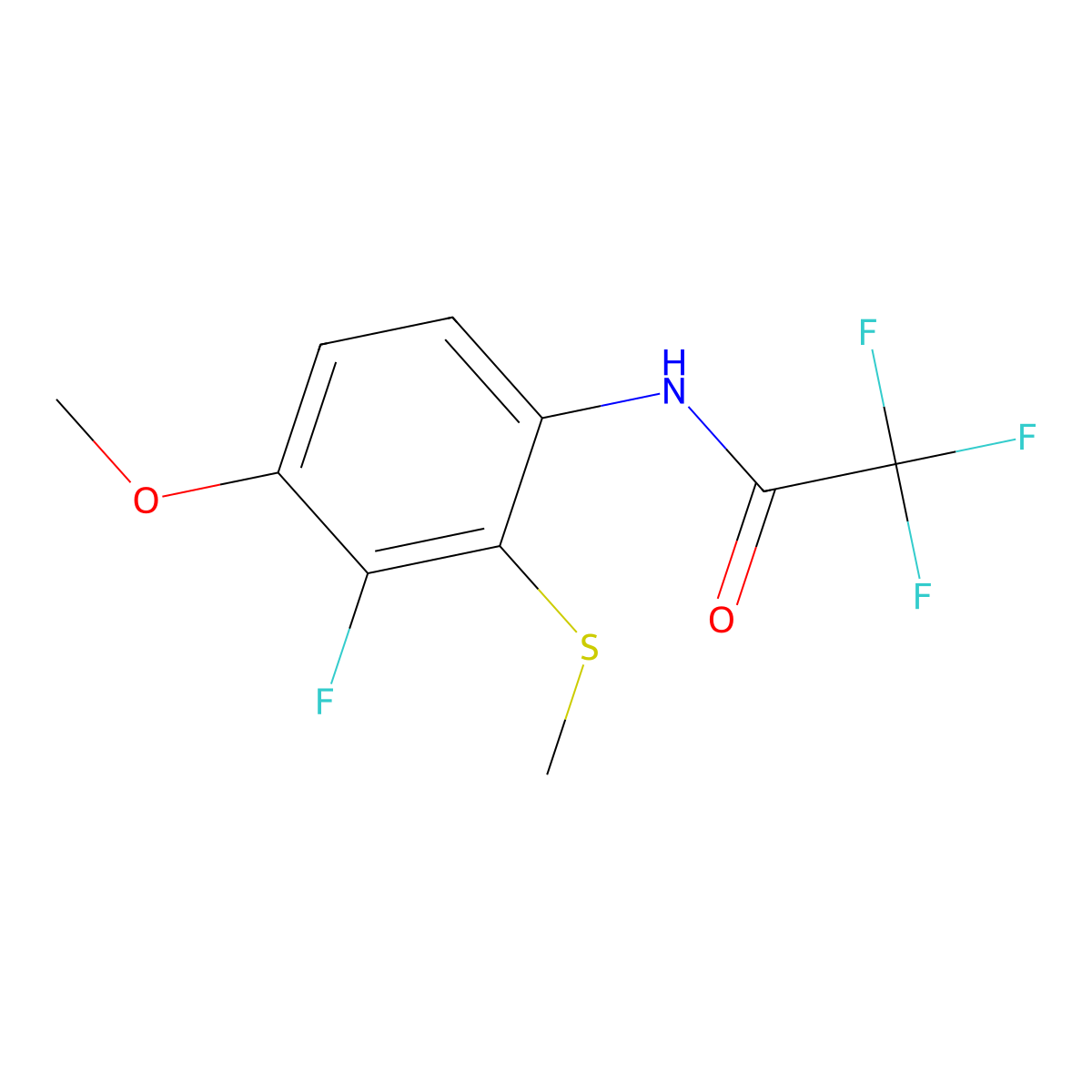 2,2,2-Trifluoro-N-(3-fluoro-4-methoxy-2-(methylthio)phenyl)acetamide molecular structure, CAS 2586125-97-3