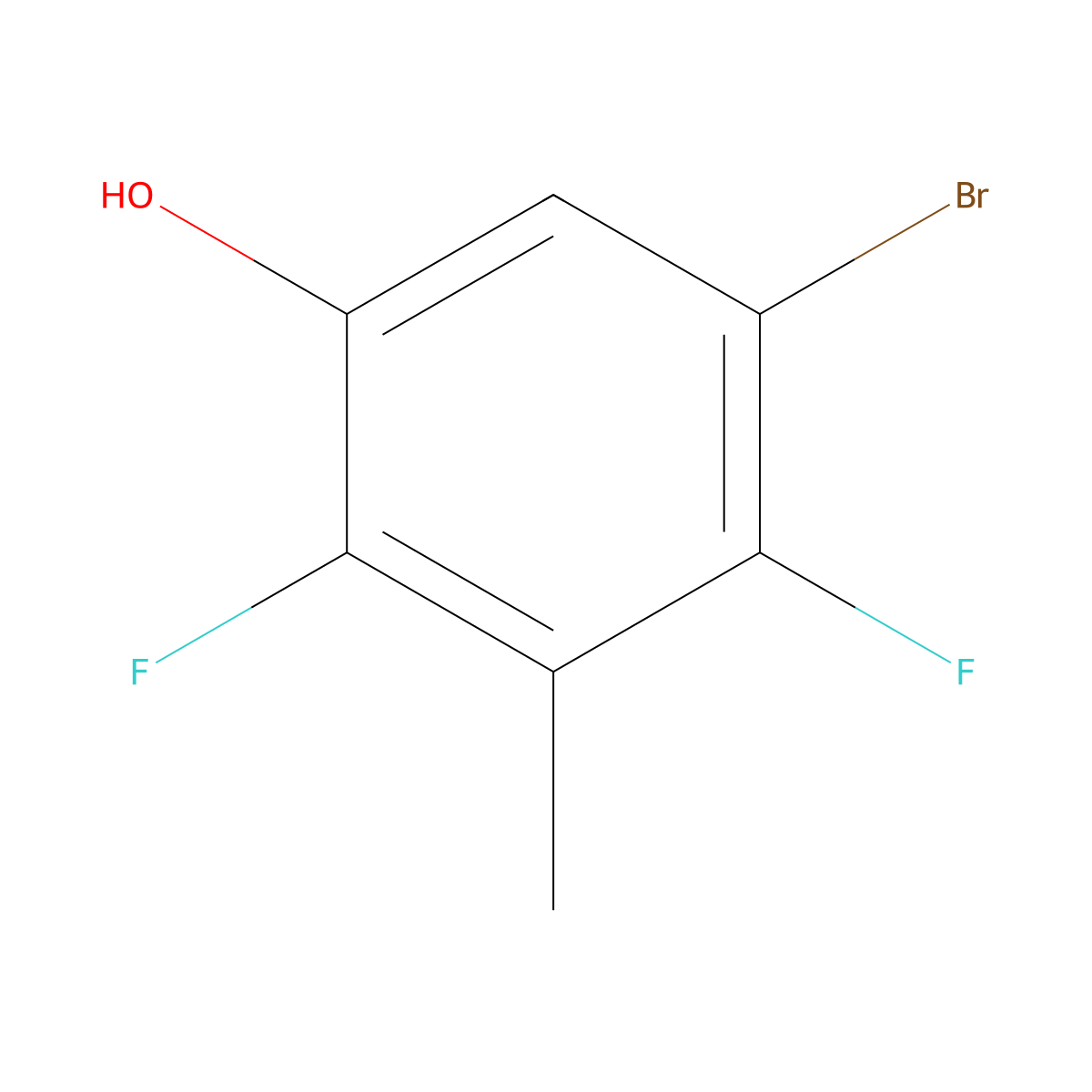 5-Bromo-2,4-difluoro-3-methylphenol molecular structure, CAS 2586126-00-1
