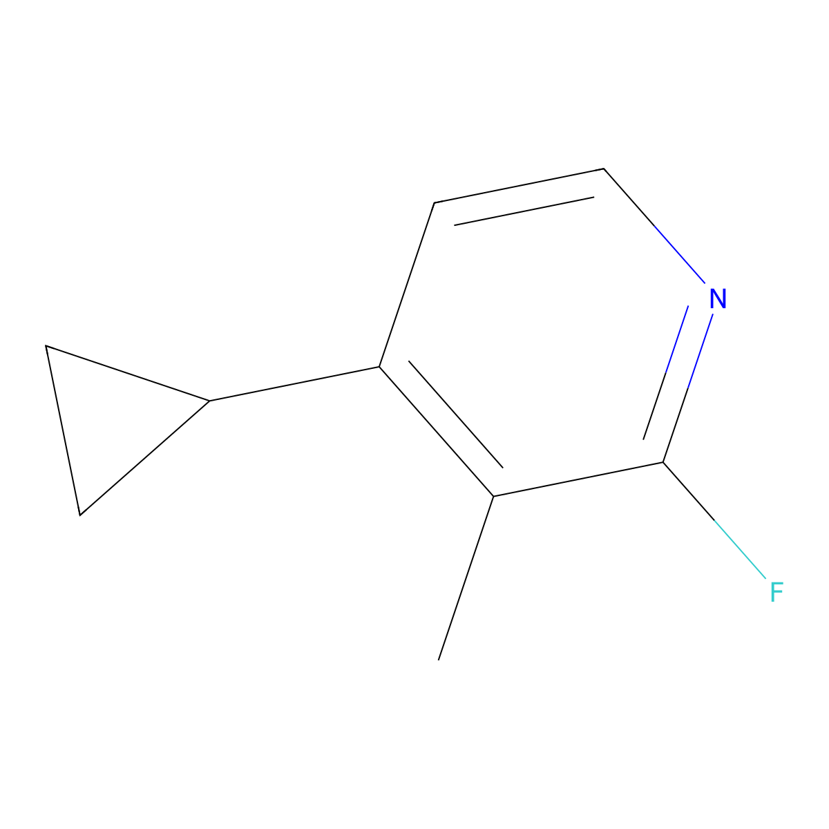 4-Cyclopropyl-2-fluoro-3-methylpyridine molecular structure, CAS 2586126-09-0