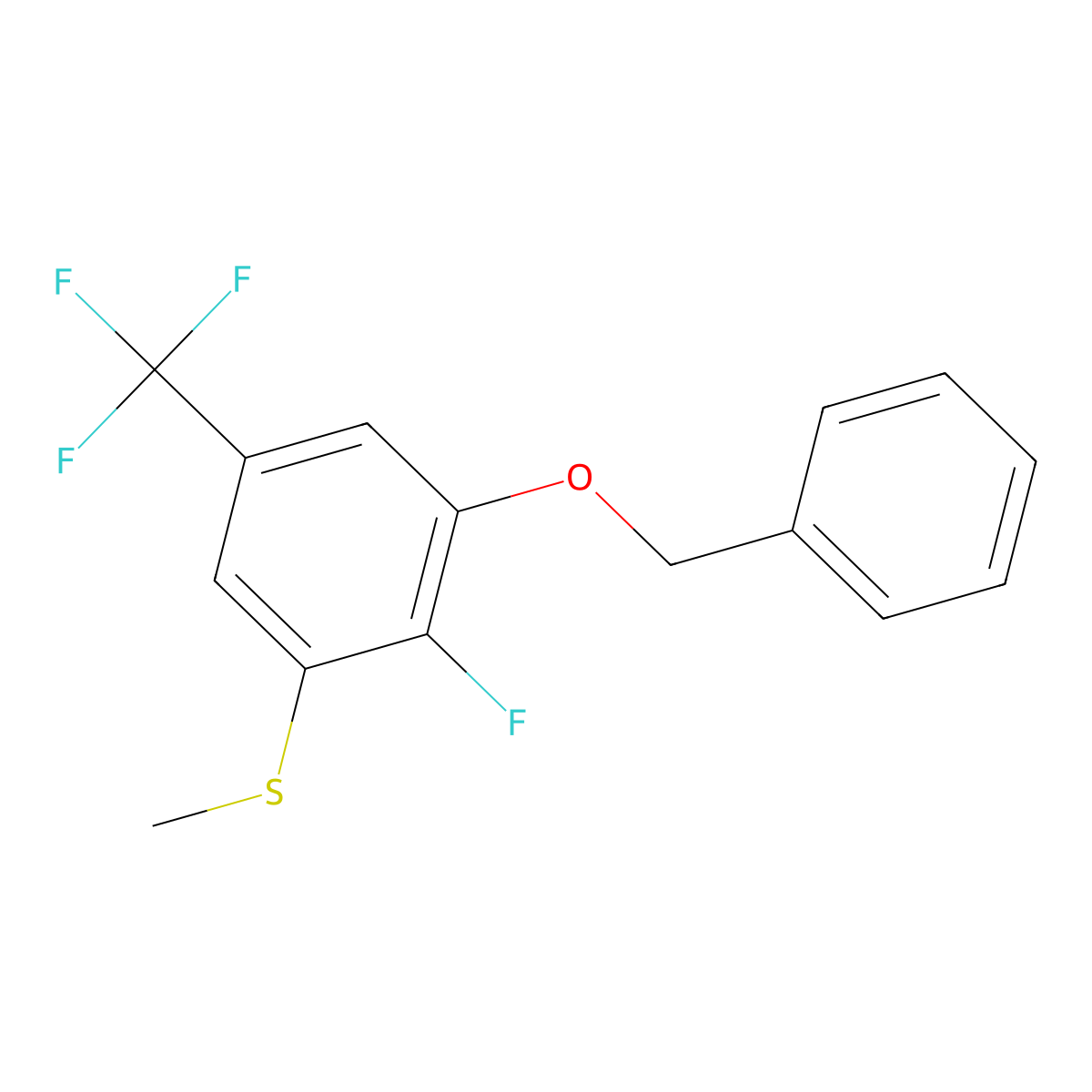 (3-(Benzyloxy)-2-fluoro-5-(trifluoromethyl)phenyl)(methyl)sulfane molecular structure, CAS 2586126-10-3