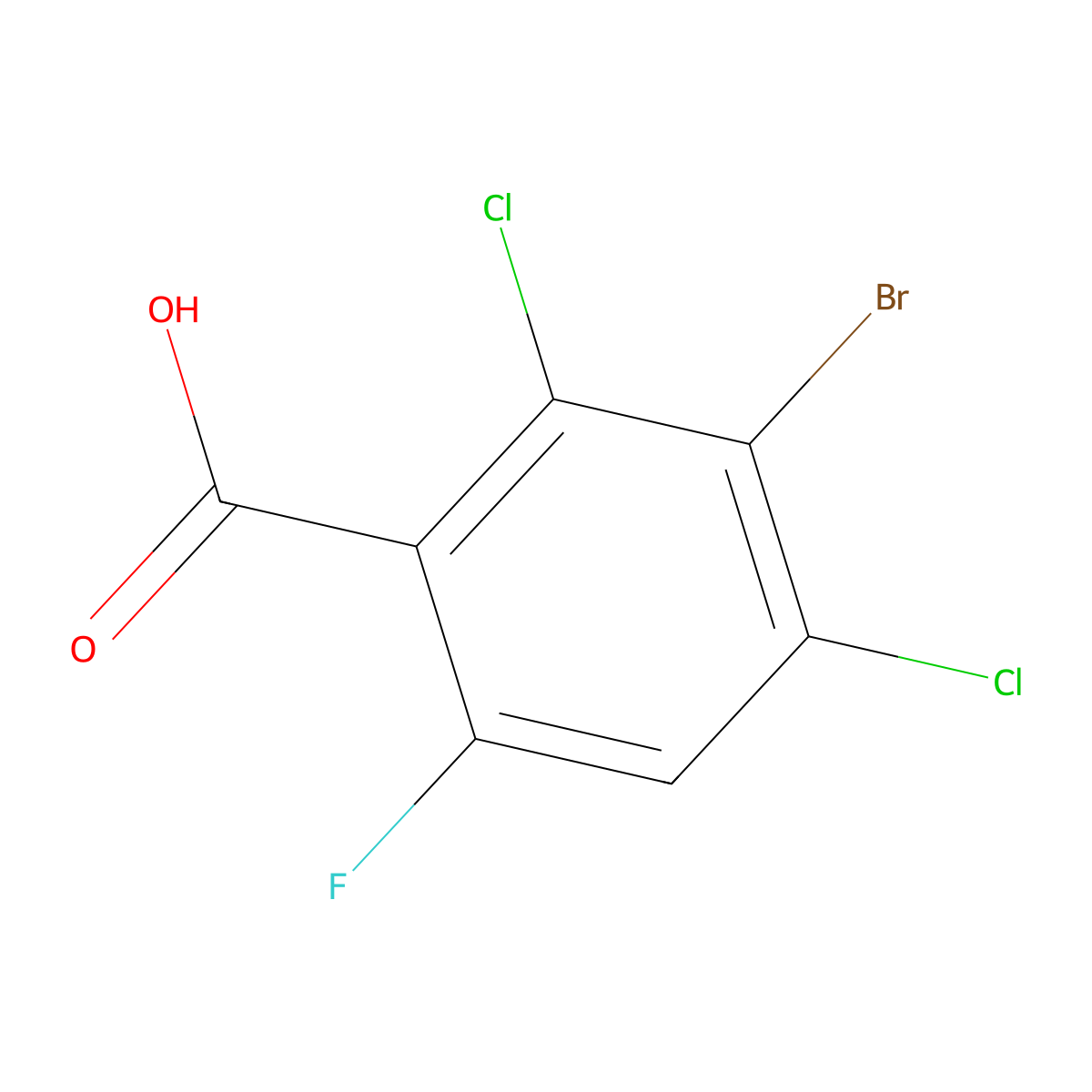 3-Bromo-2,4-dichloro-6-fluorobenzoic acid molecular structure, CAS 2586126-17-0