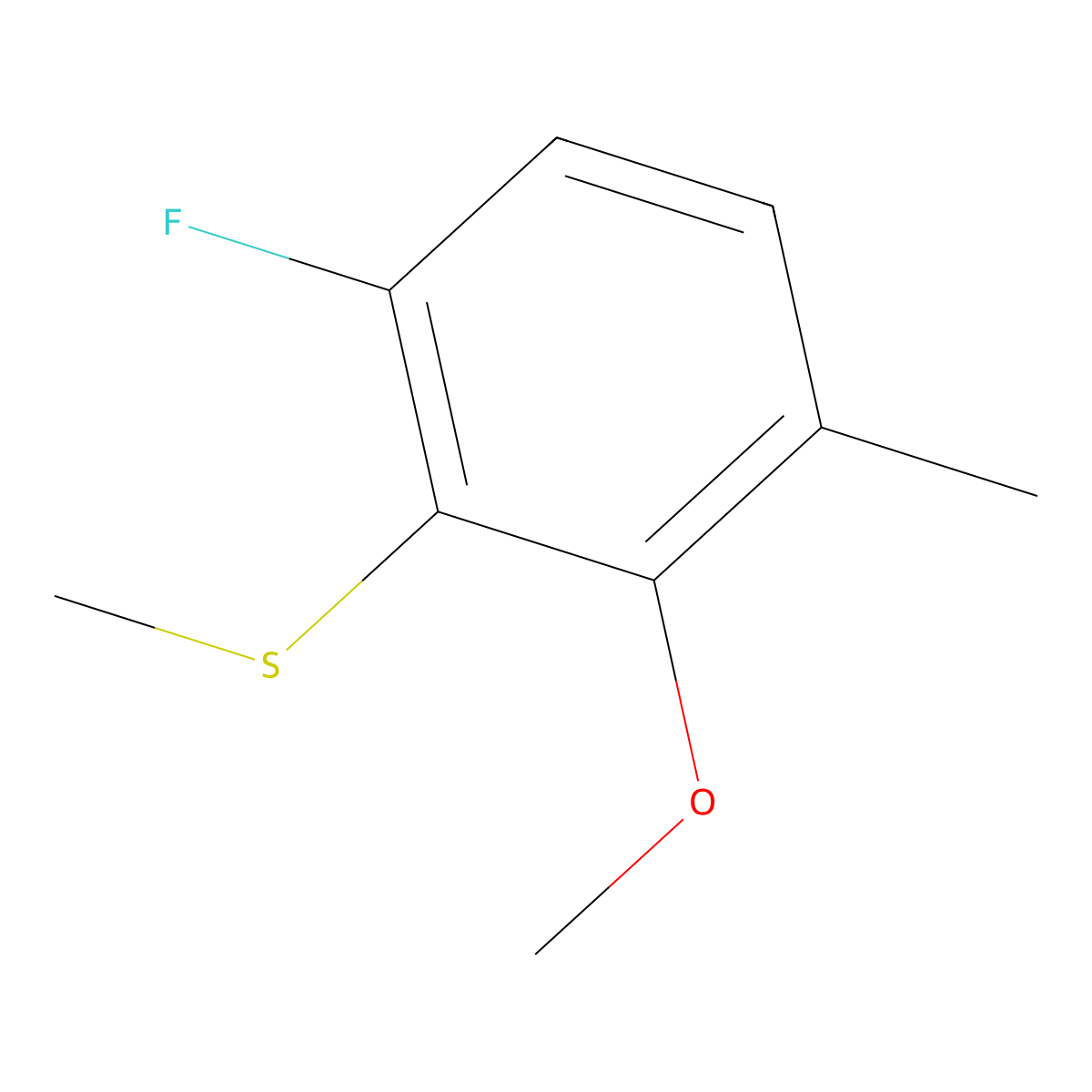 (6-Fluoro-2-methoxy-3-methylphenyl)(methyl)sulfane molecular structure, CAS 2586126-21-6