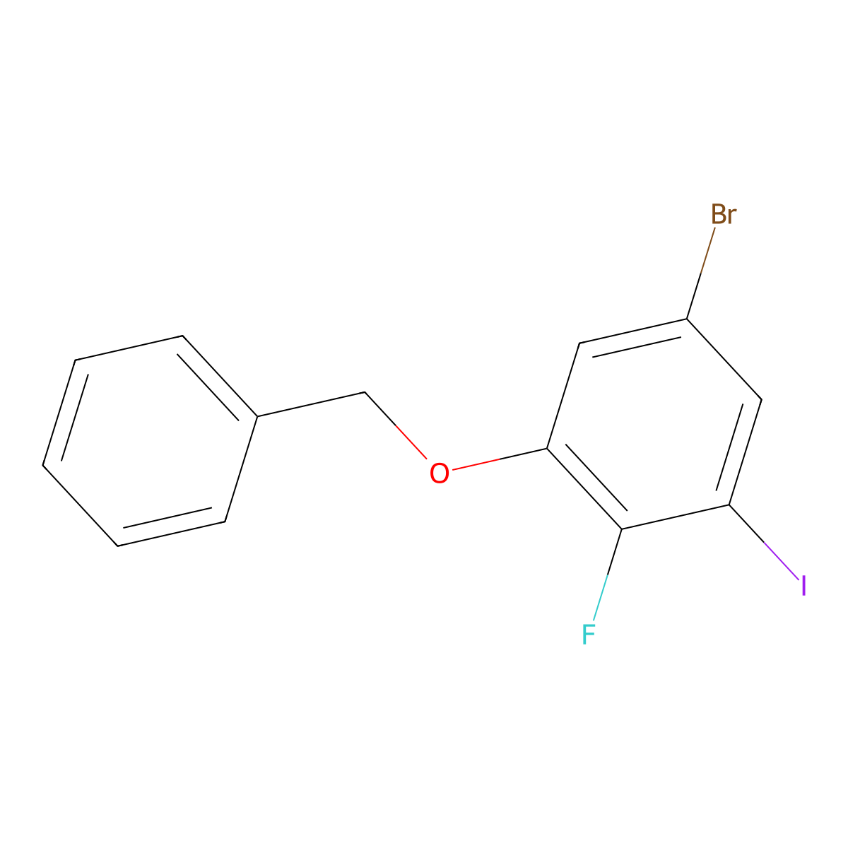 1-(Benzyloxy)-5-bromo-2-fluoro-3-iodobenzene molecular structure, CAS 2586126-25-0