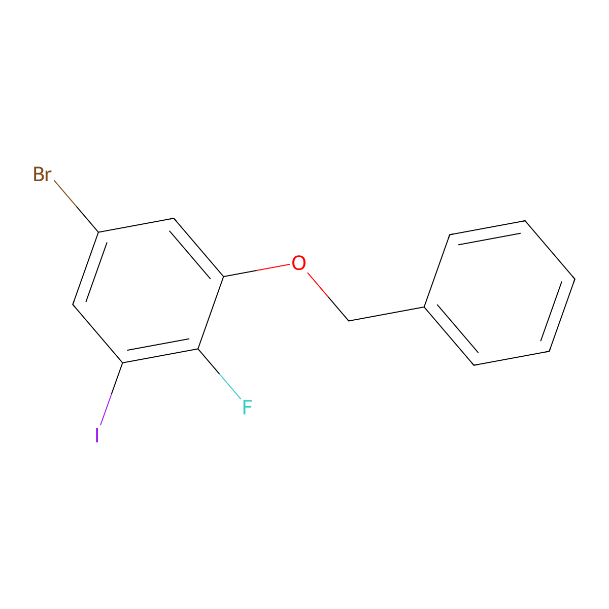 1-(Benzyloxy)-5-bromo-2-fluoro-3-iodobenzene molecular structure, CAS 2586126-25-0