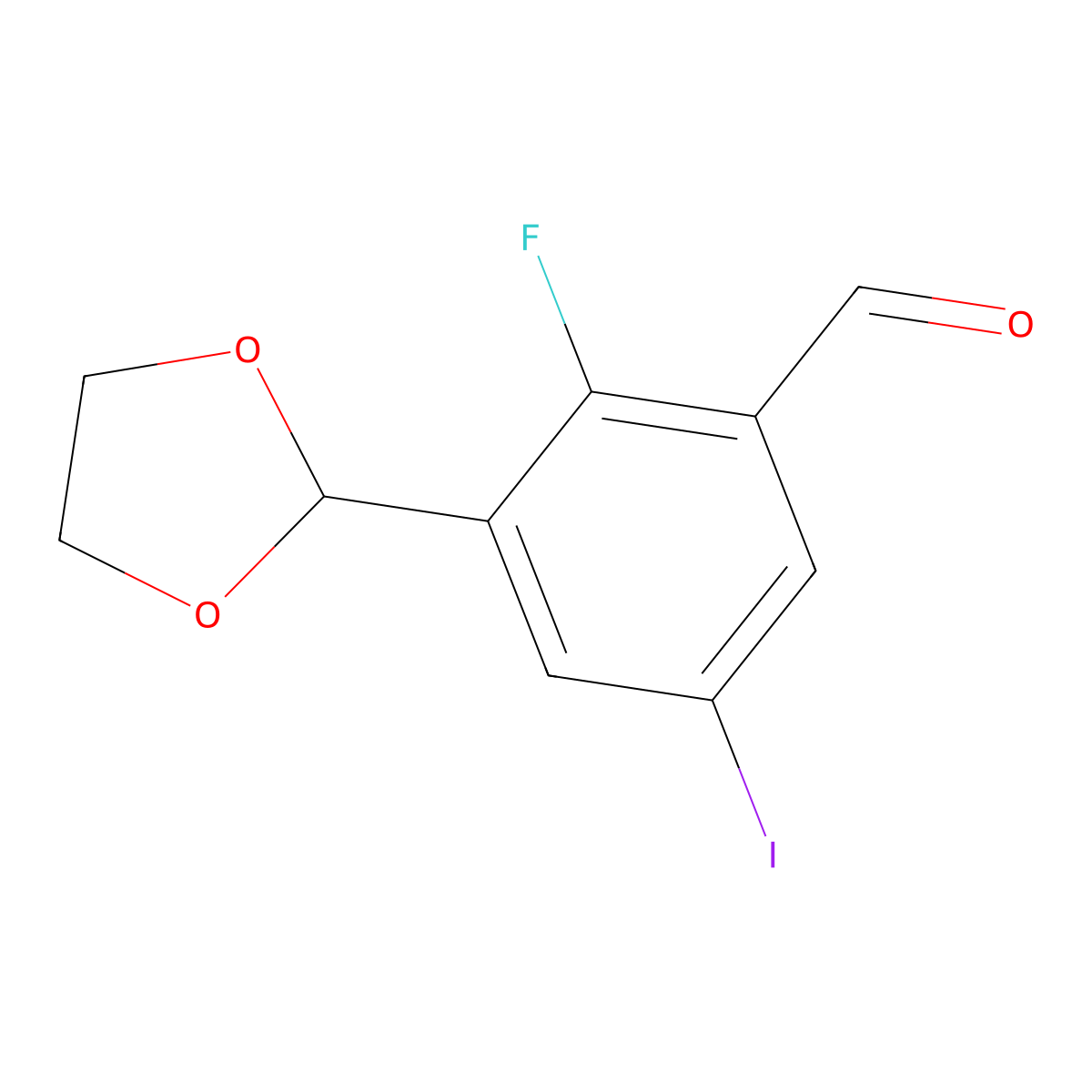 3-(1,3-Dioxolan-2-yl)-2-fluoro-5-iodobenzaldehyde molecular structure, CAS 2586126-27-2