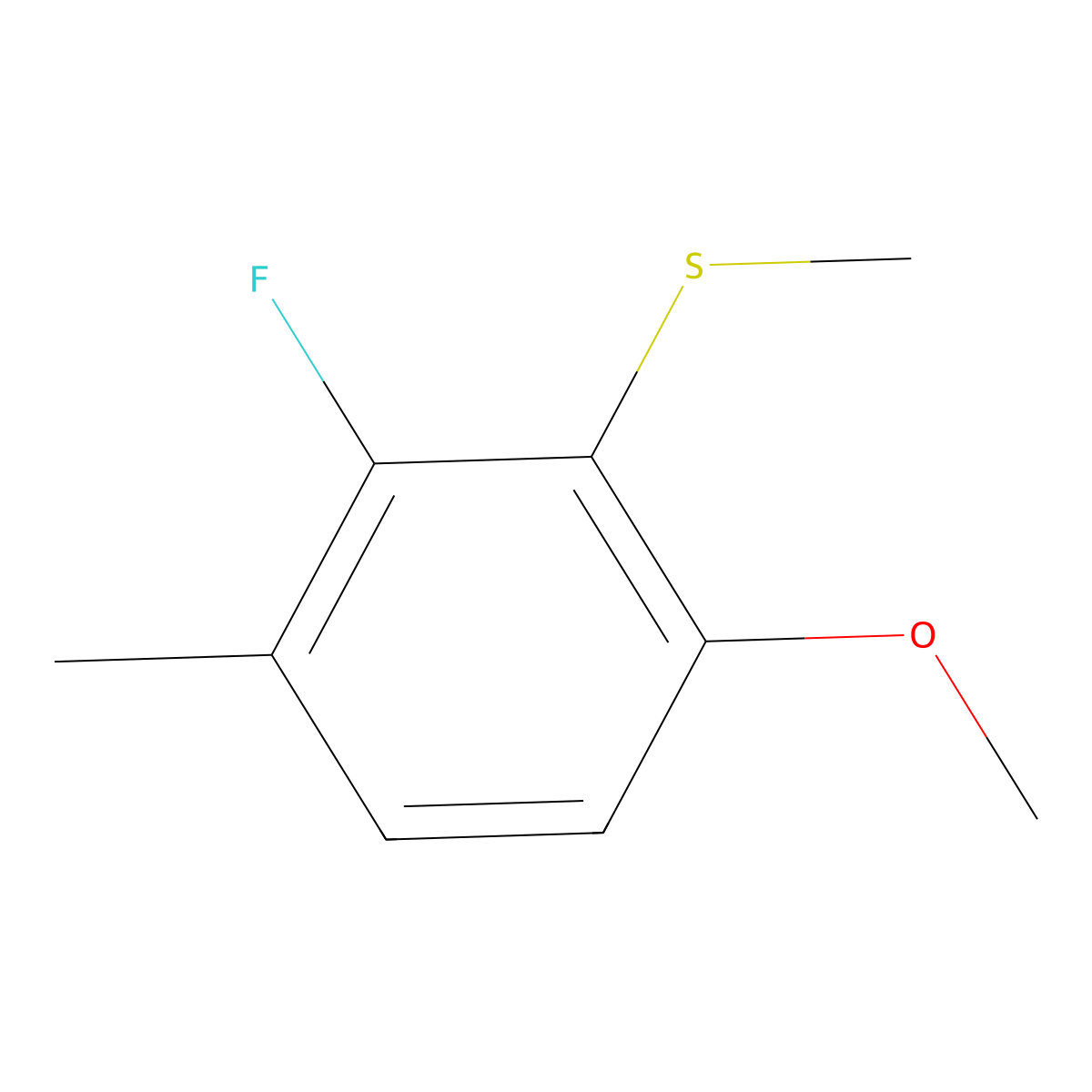(2-Fluoro-6-methoxy-3-methylphenyl)(methyl)sulfane molecular structure, CAS 2586126-29-4
