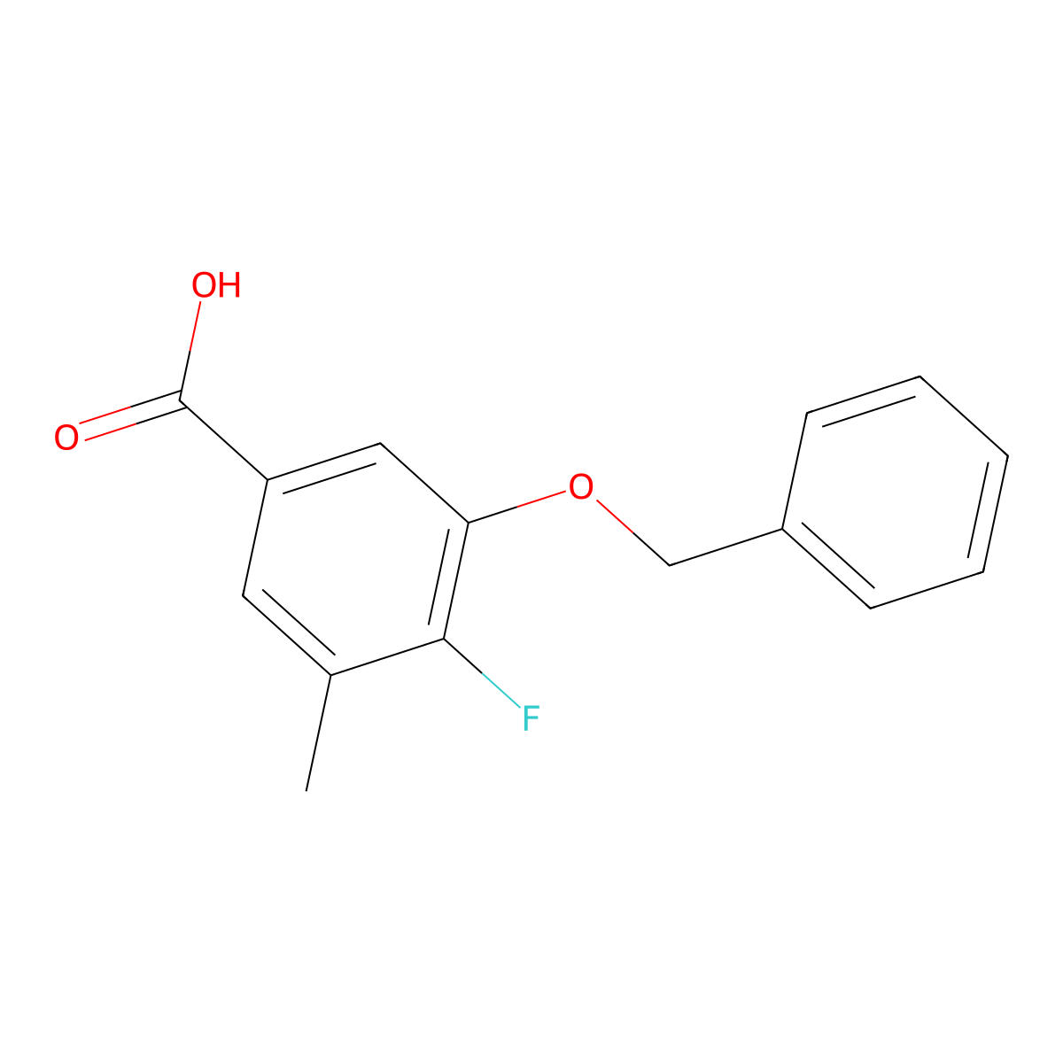 3-(Benzyloxy)-4-fluoro-5-methylbenzoic acid molecular structure, CAS 2586126-31-8