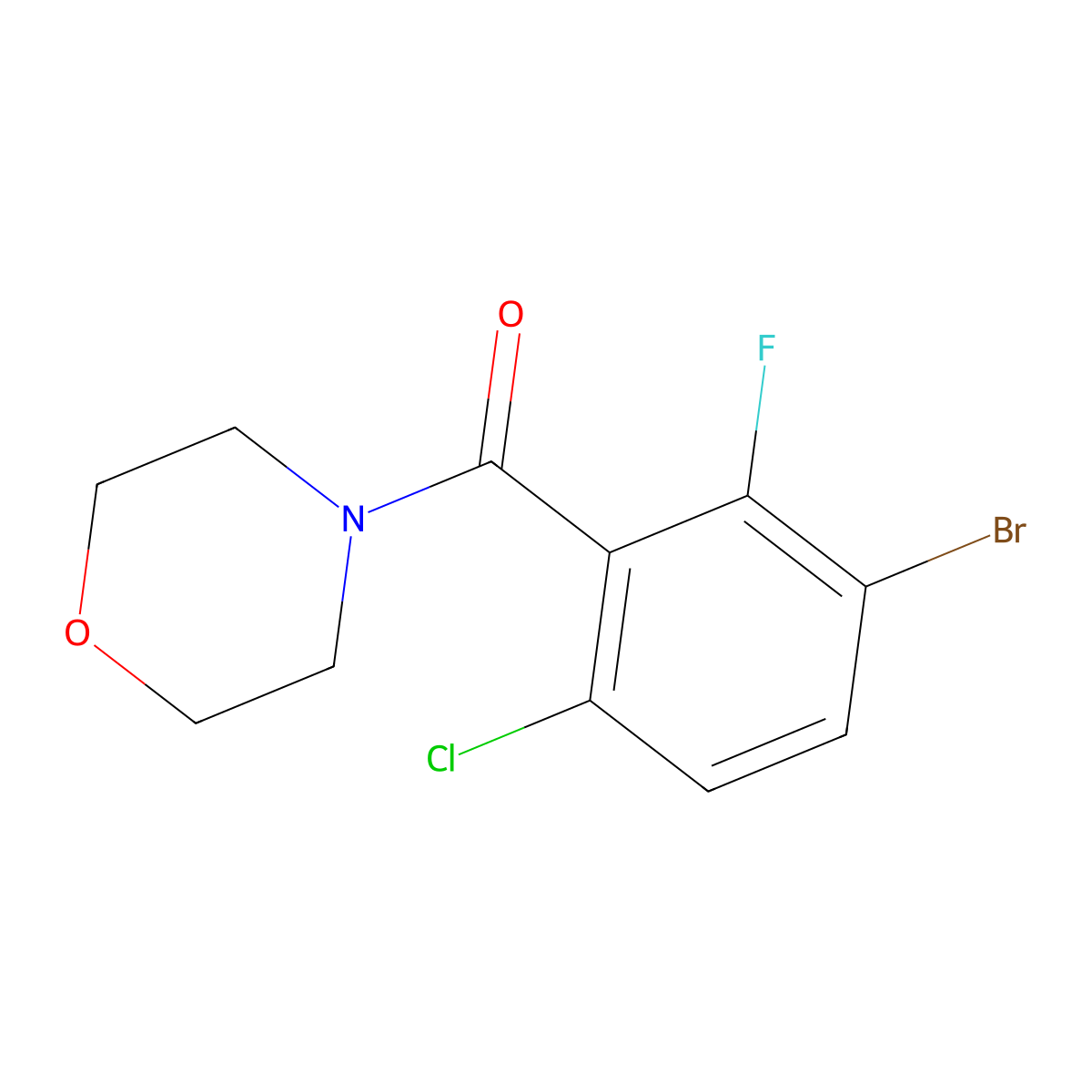 (3-Bromo-6-chloro-2-fluorophenyl)(morpholino)methanone molecular structure, CAS 2586126-32-9