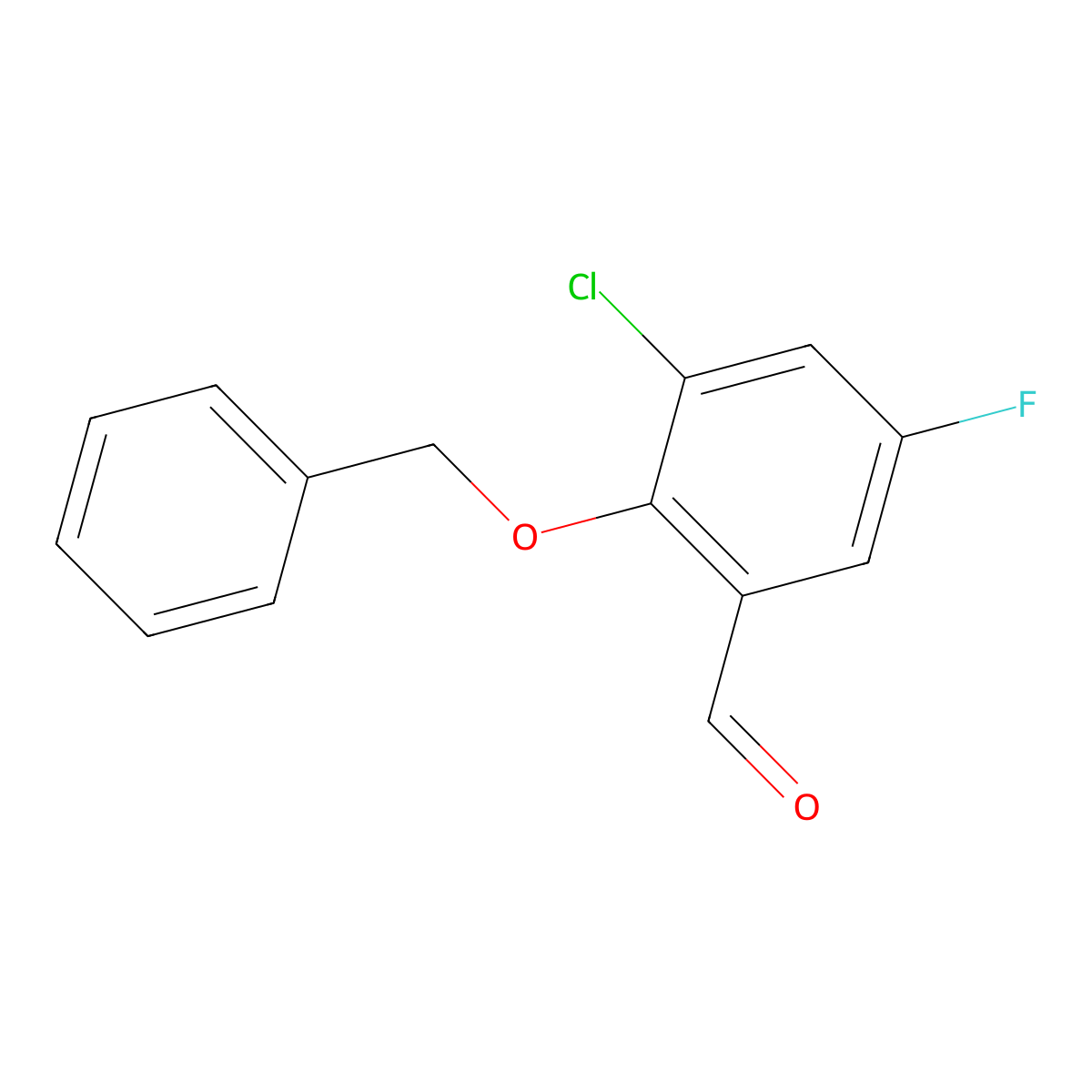 2-(Benzyloxy)-3-chloro-5-fluorobenzaldehyde molecular structure, CAS 2586126-33-0