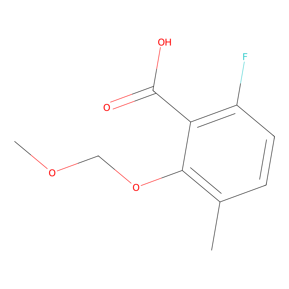6-Fluoro-2-(methoxymethoxy)-3-methylbenzoic acid molecular structure, CAS 2586126-37-4