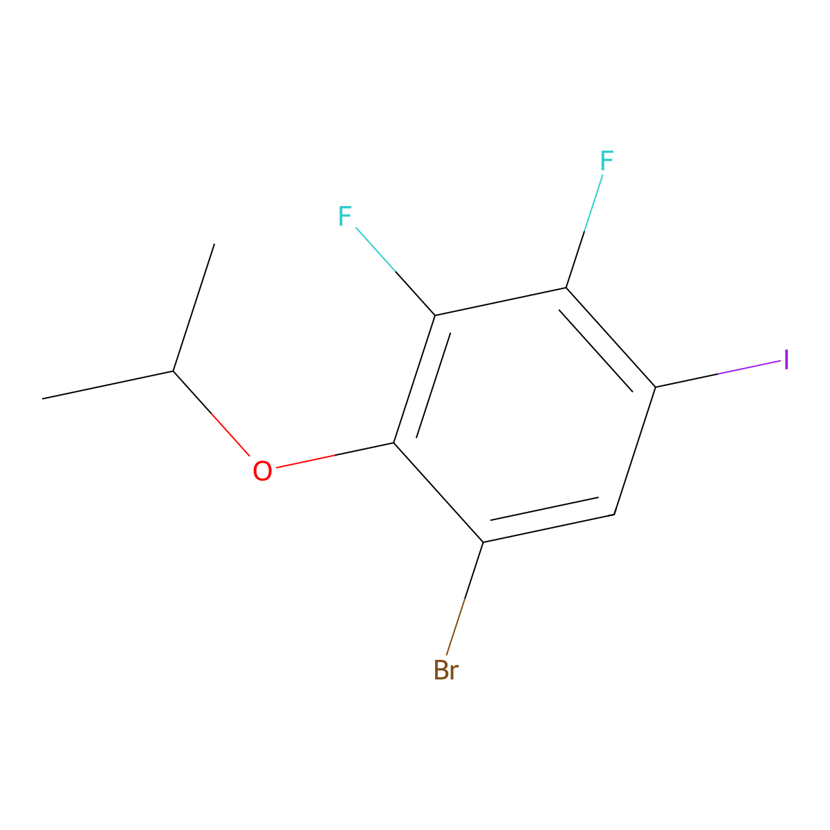 1-Bromo-3,4-difluoro-5-iodo-2-isopropoxybenzene molecular structure, CAS 2586126-38-5