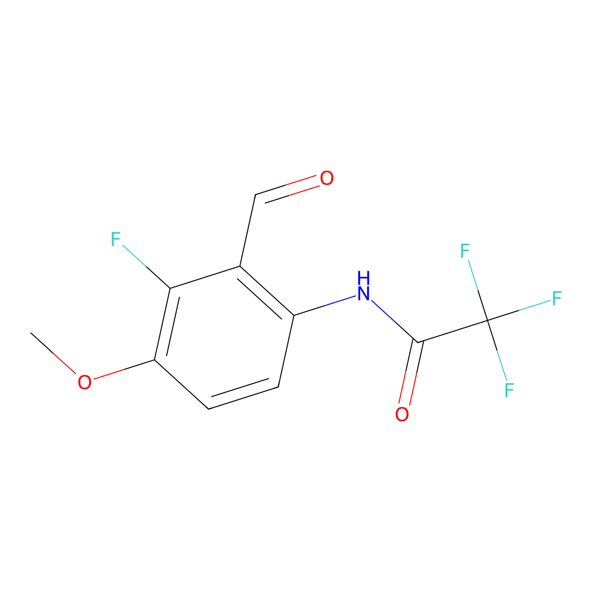 2,2,2-Trifluoro-N-(3-fluoro-2-formyl-4-methoxyphenyl)acetamide molecular structure, CAS 2586126-39-6