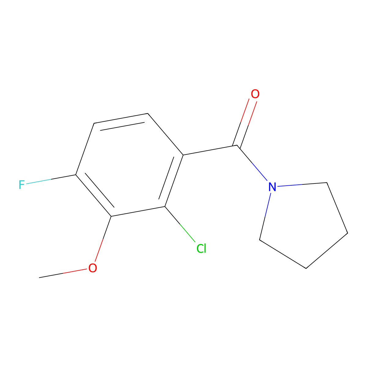 (2-Chloro-4-fluoro-3-methoxyphenyl)(pyrrolidin-1-yl)methanone molecular structure, CAS 2586126-41-0