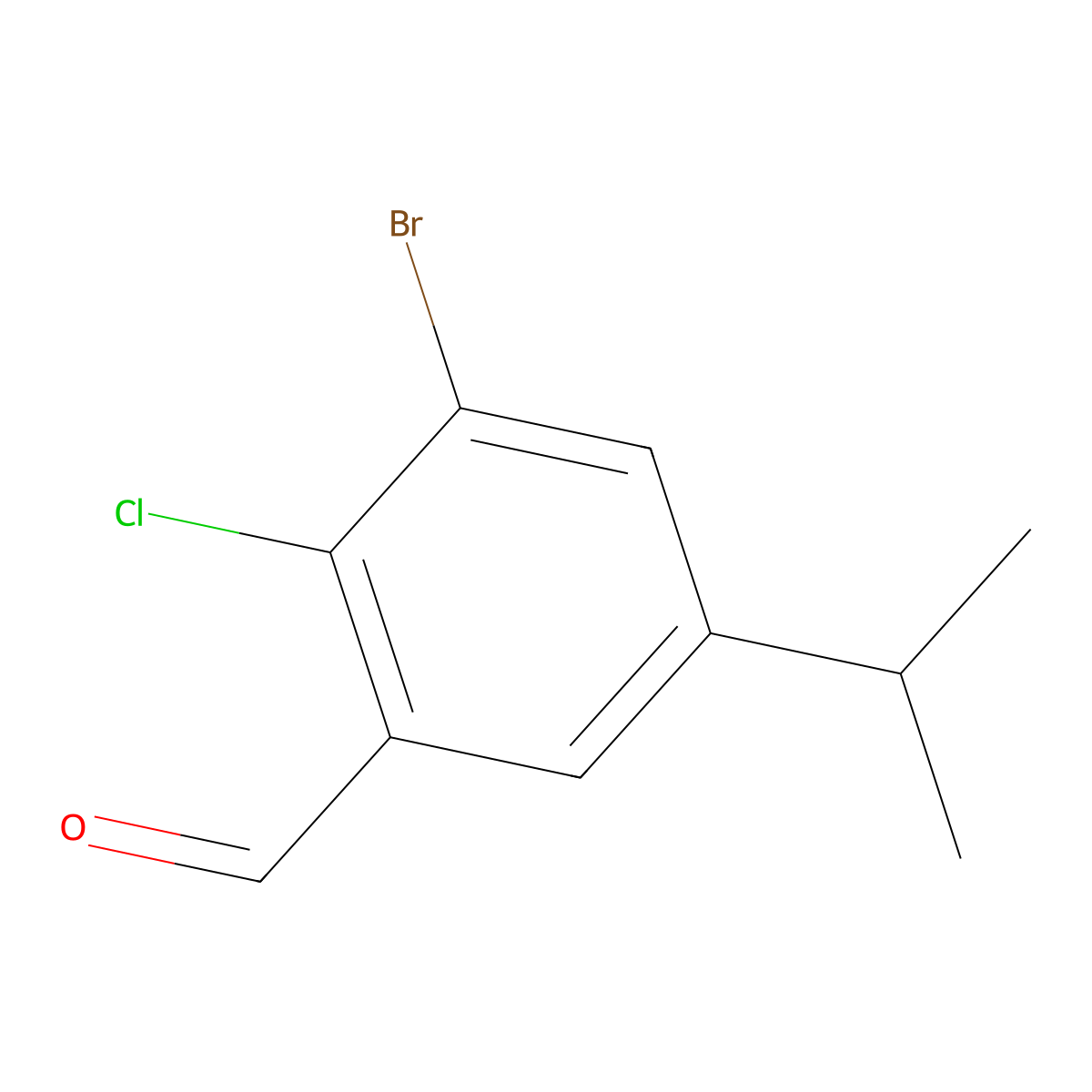 3-Bromo-2-chloro-5-isopropylbenzaldehyde molecular structure, CAS 2586126-43-2