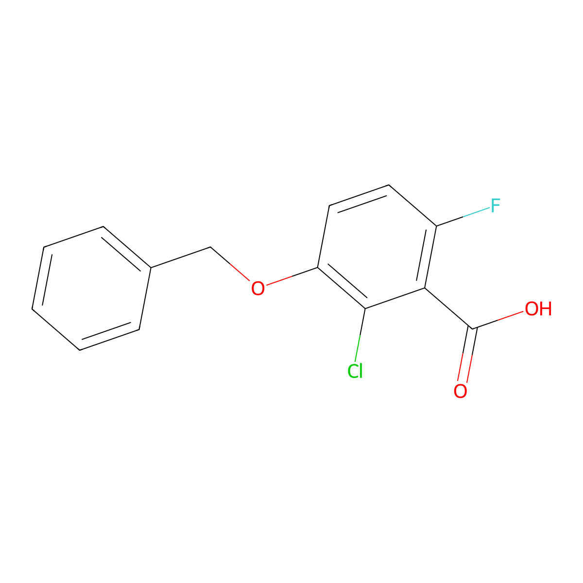 3-(Benzyloxy)-2-chloro-6-fluorobenzoic acid molecular structure, CAS 2586126-46-5