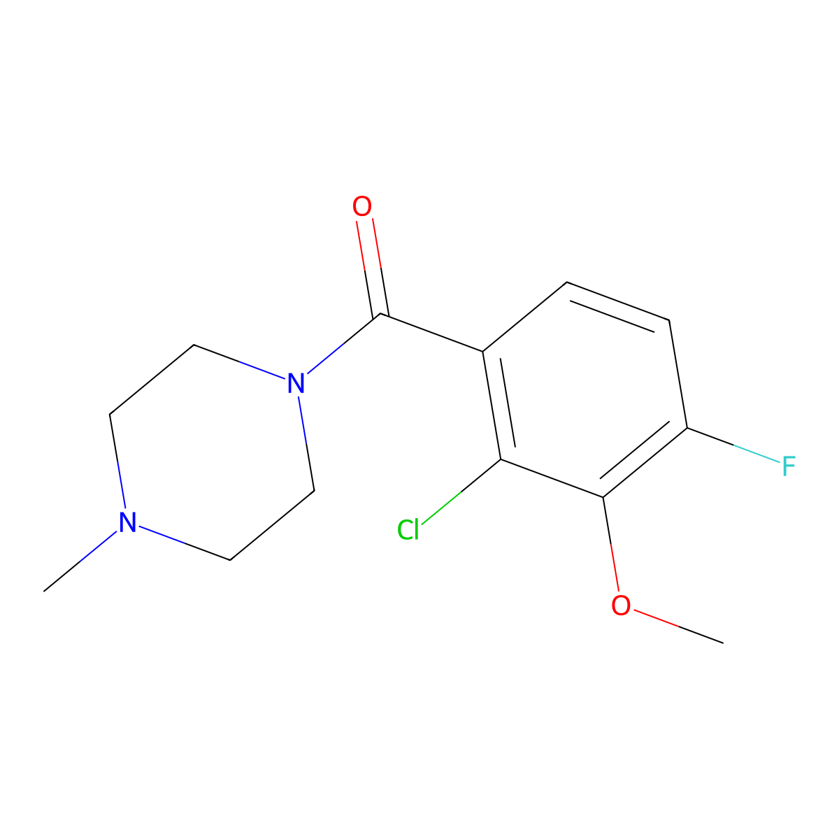 (2-Chloro-4-fluoro-3-methoxyphenyl)(4-methylpiperazin-1-yl)methanone molecular structure, CAS 2586126-49-8