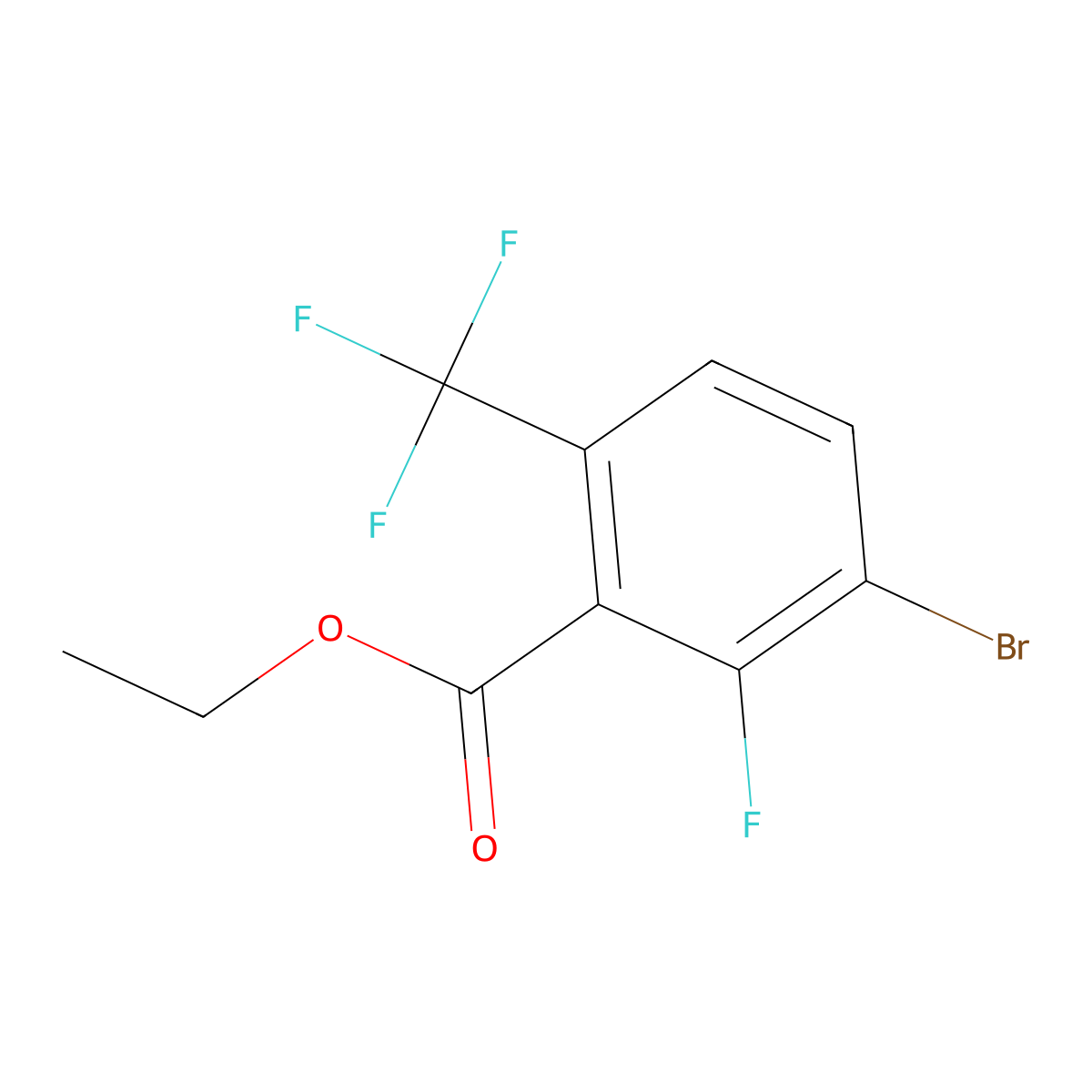 Ethyl 3-bromo-2-fluoro-6-(trifluoromethyl)benzoate molecular structure, CAS 2586126-53-4