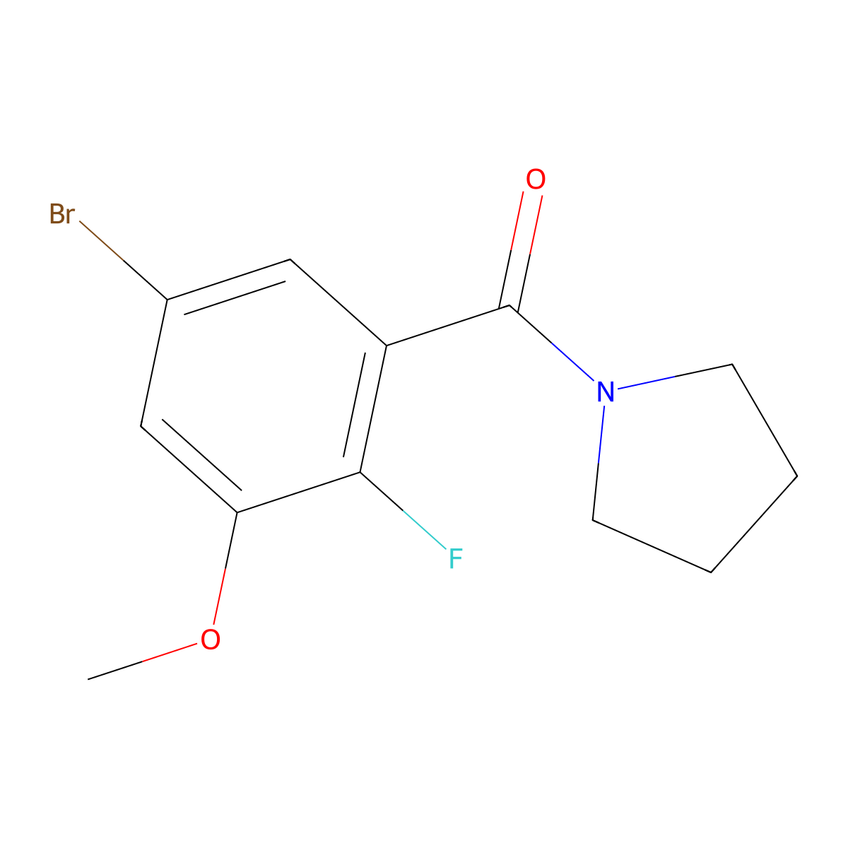 (5-Bromo-2-fluoro-3-methoxyphenyl)(pyrrolidin-1-yl)methanone molecular structure, CAS 2586126-55-6