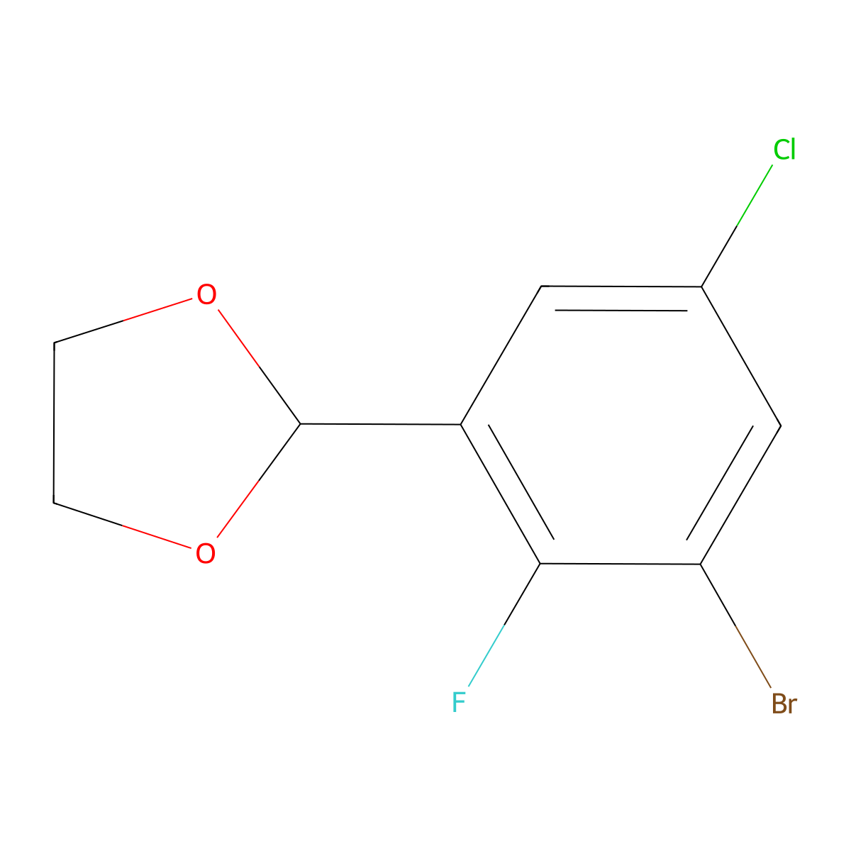 2-(3-Bromo-5-chloro-2-fluorophenyl)-1,3-dioxolane molecular structure, CAS 2586126-60-3