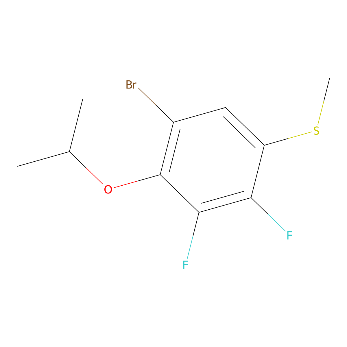 (5-Bromo-2,3-difluoro-4-isopropoxyphenyl)(methyl)sulfane molecular structure, CAS 2586126-62-5