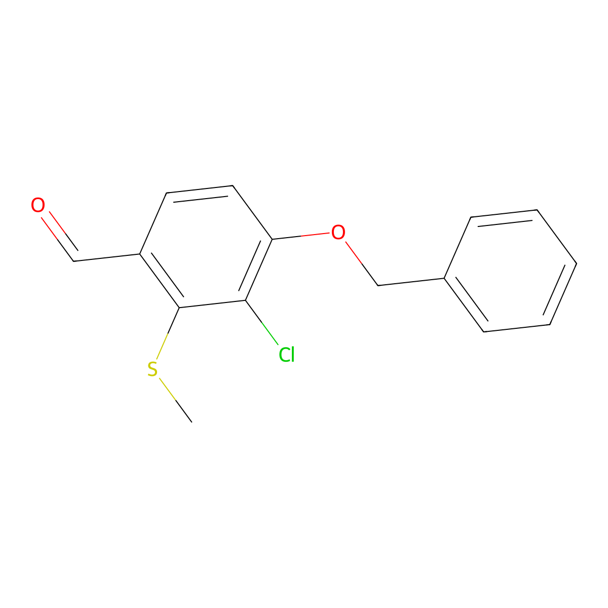 4-(Benzyloxy)-3-chloro-2-(methylthio)benzaldehyde molecular structure, CAS 2586126-67-0