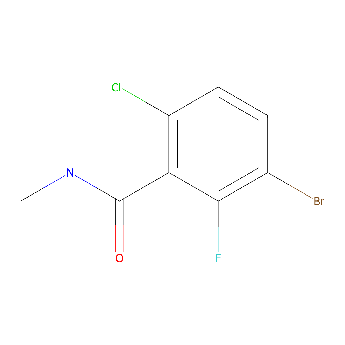 3-Bromo-6-chloro-2-fluoro-N,N-dimethylbenzamide molecular structure, CAS 2586126-68-1