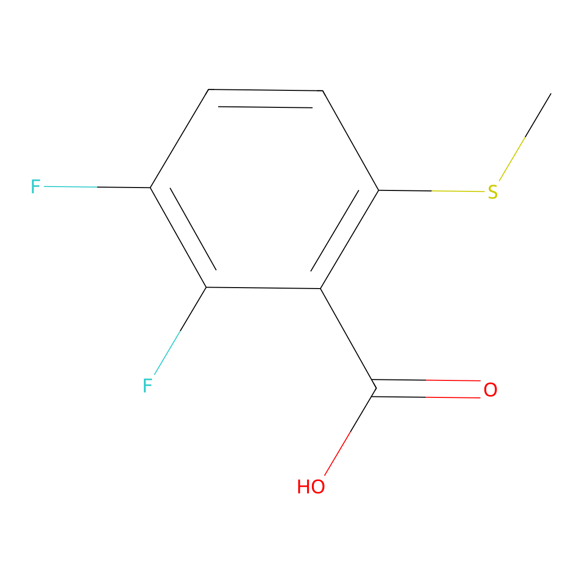 2,3-Difluoro-6-(methylthio)benzoic acid molecular structure, CAS 2586126-74-9