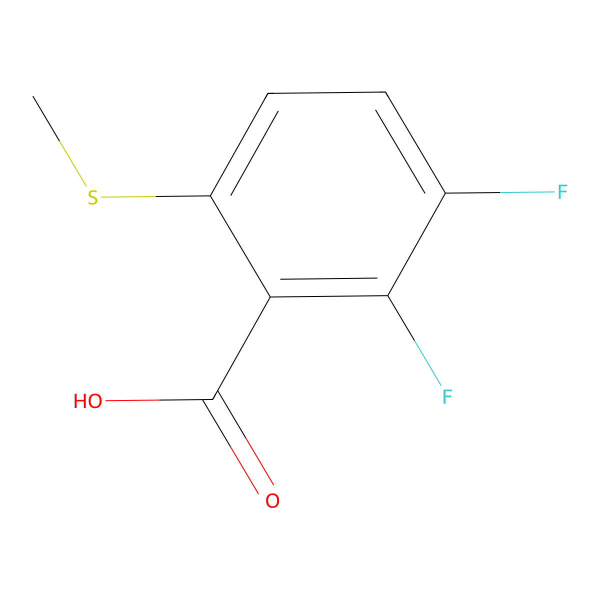 2,3-Difluoro-6-(methylthio)benzoic acid molecular structure, CAS 2586126-74-9
