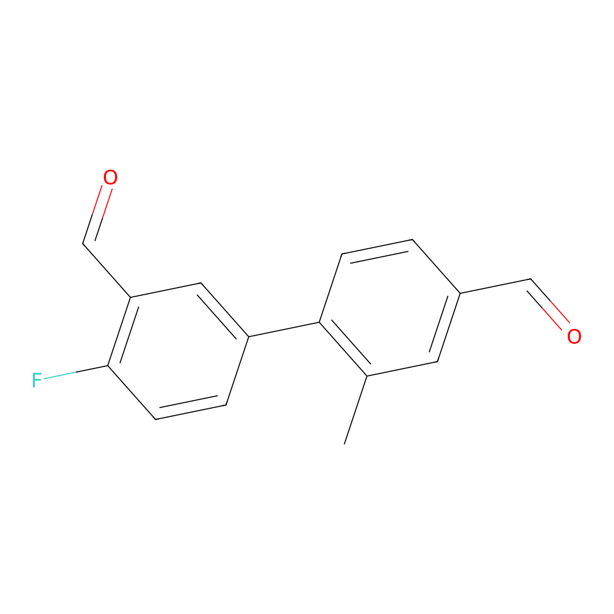 4-Fluoro-2'-methyl-[1,1'-biphenyl]-3,4'-dicarbaldehyde molecular structure, CAS 2586126-76-1