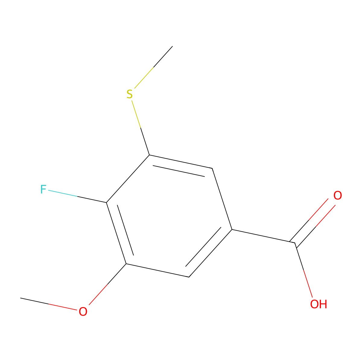 4-Fluoro-3-methoxy-5-(methylthio)benzoic acid molecular structure, CAS 2586126-77-2