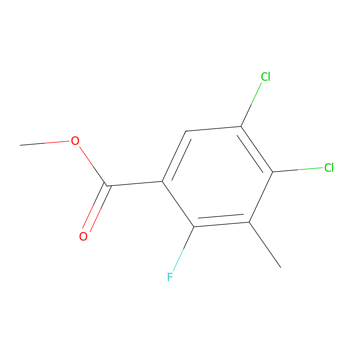 Methyl 4,5-dichloro-2-fluoro-3-methylbenzoate molecular structure, CAS 2586126-79-4