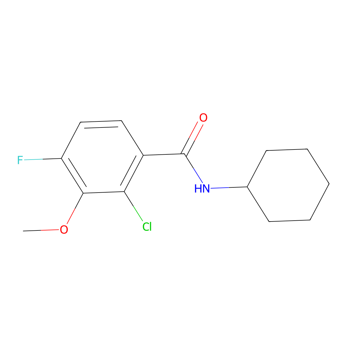 2-Chloro-N-cyclohexyl-4-fluoro-3-methoxybenzamide molecular structure, CAS 2586126-81-8