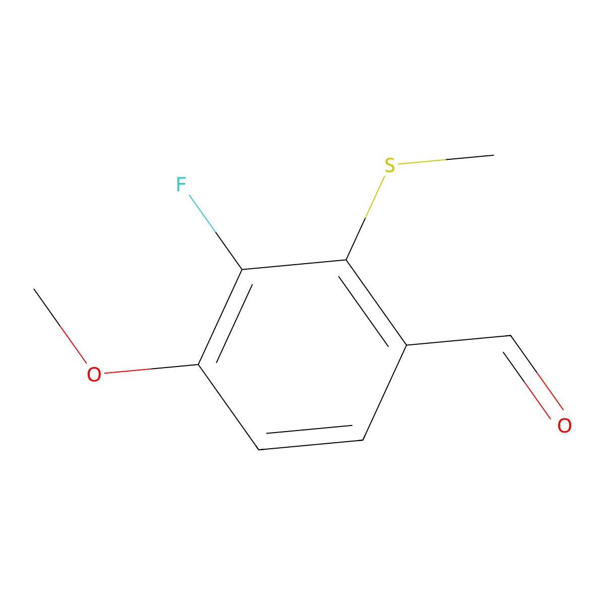3-Fluoro-4-methoxy-2-(methylthio)benzaldehyde molecular structure, CAS 2586126-84-1