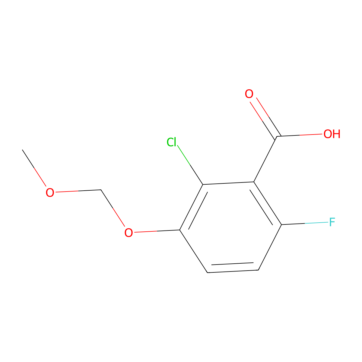 2-Chloro-6-fluoro-3-(methoxymethoxy)benzoic acid molecular structure, CAS 2586126-90-9