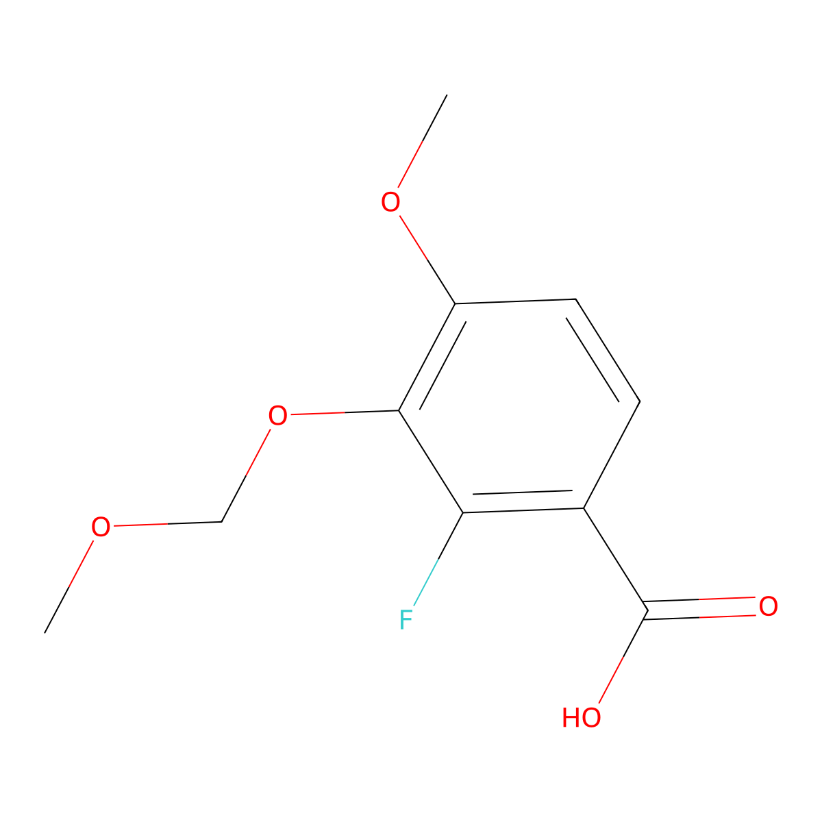 2-Fluoro-4-methoxy-3-(methoxymethoxy)benzoic acid molecular structure, CAS 2586127-03-7