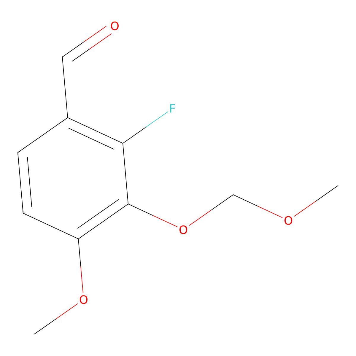 2-Fluoro-4-methoxy-3-(methoxymethoxy)benzaldehyde molecular structure, CAS 2586127-22-0