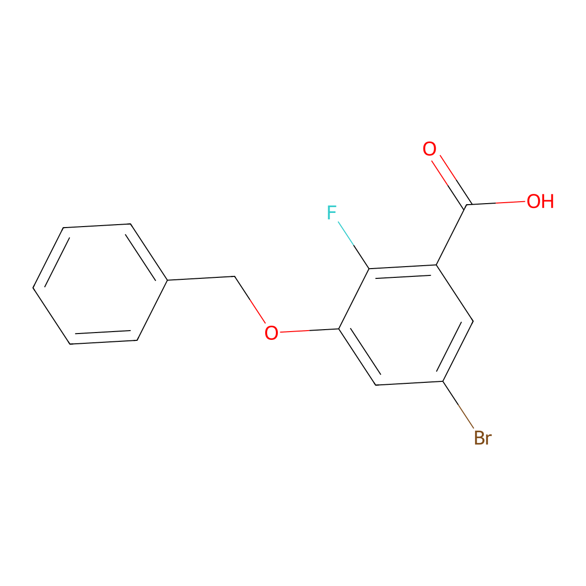 3-(Benzyloxy)-5-bromo-2-fluorobenzoic acid molecular structure, CAS 2586127-27-5