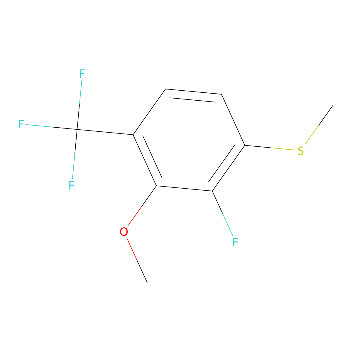 (2-Fluoro-3-methoxy-4-(trifluoromethyl)phenyl)(methyl)sulfane molecular structure, CAS 2586127-29-7