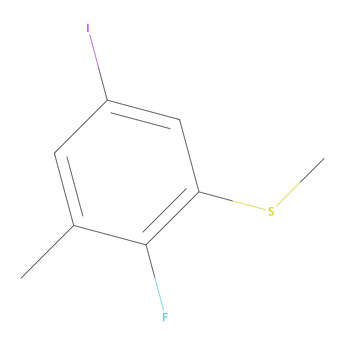 (2-Fluoro-5-iodo-3-methylphenyl)(methyl)sulfane molecular structure, CAS 2586127-33-3