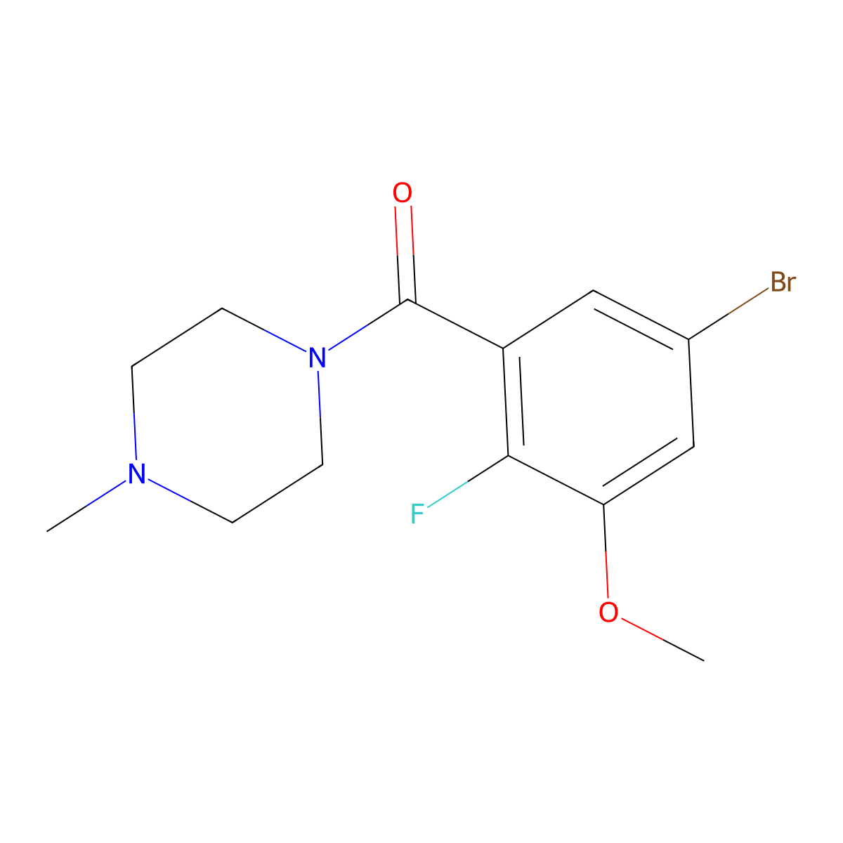 (5-Bromo-2-fluoro-3-methoxyphenyl)(4-methylpiperazin-1-yl)methanone molecular structure, CAS 2586127-36-6