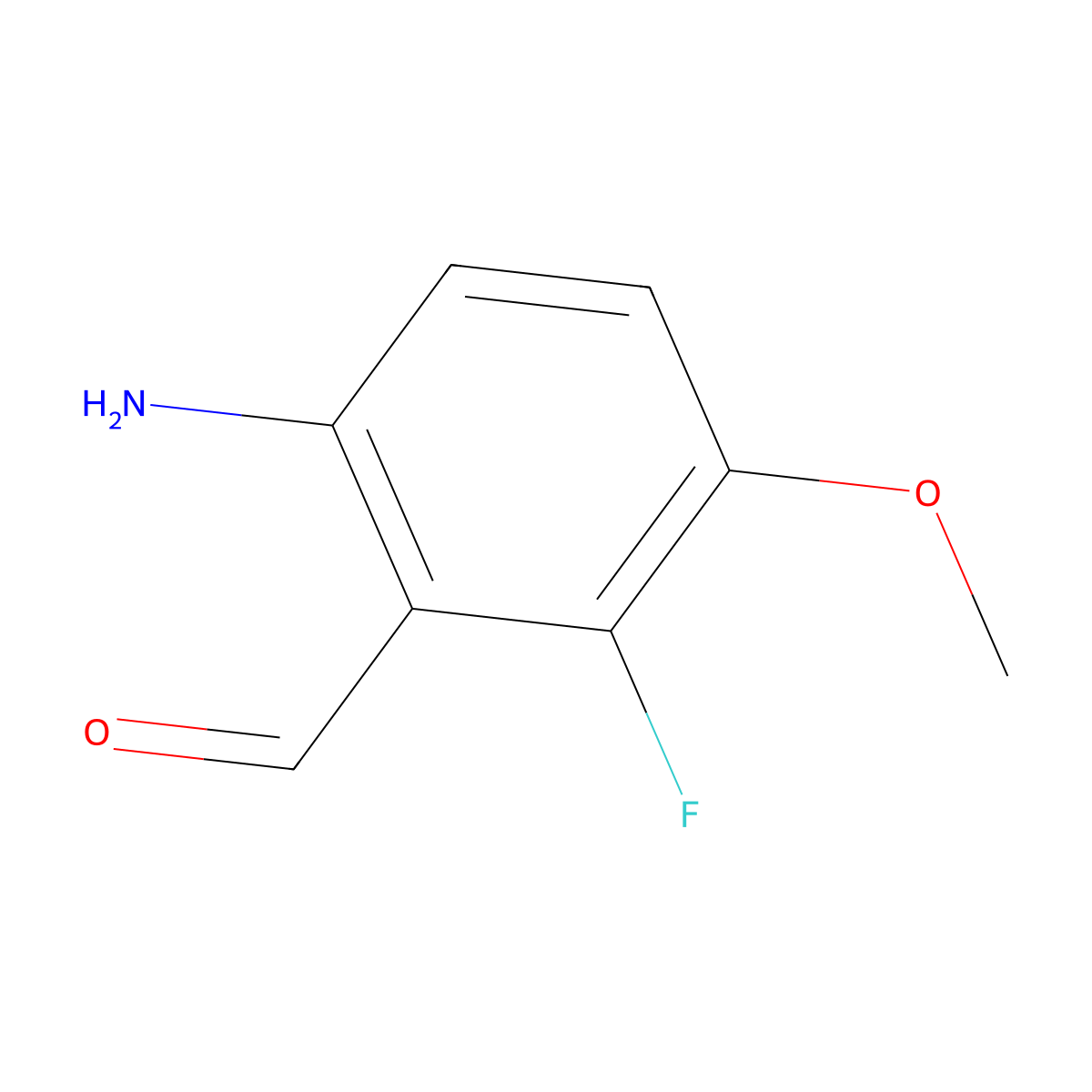 6-Amino-2-fluoro-3-methoxybenzaldehyde molecular structure, CAS 2586127-39-9