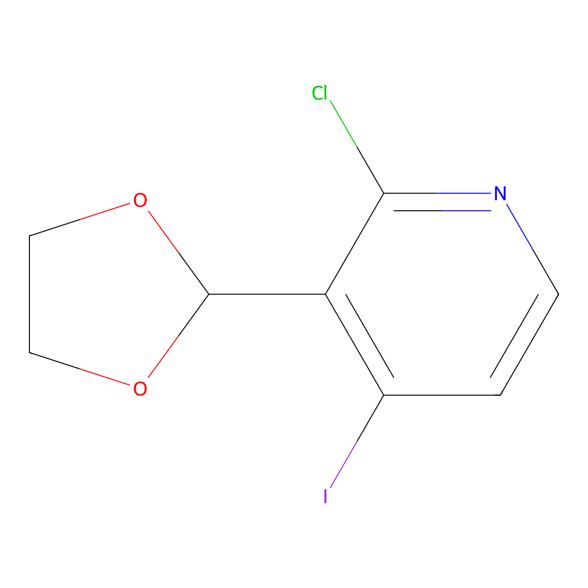 2-Chloro-3-(1,3-dioxolan-2-yl)-4-iodopyridine molecular structure, CAS 2586127-42-4