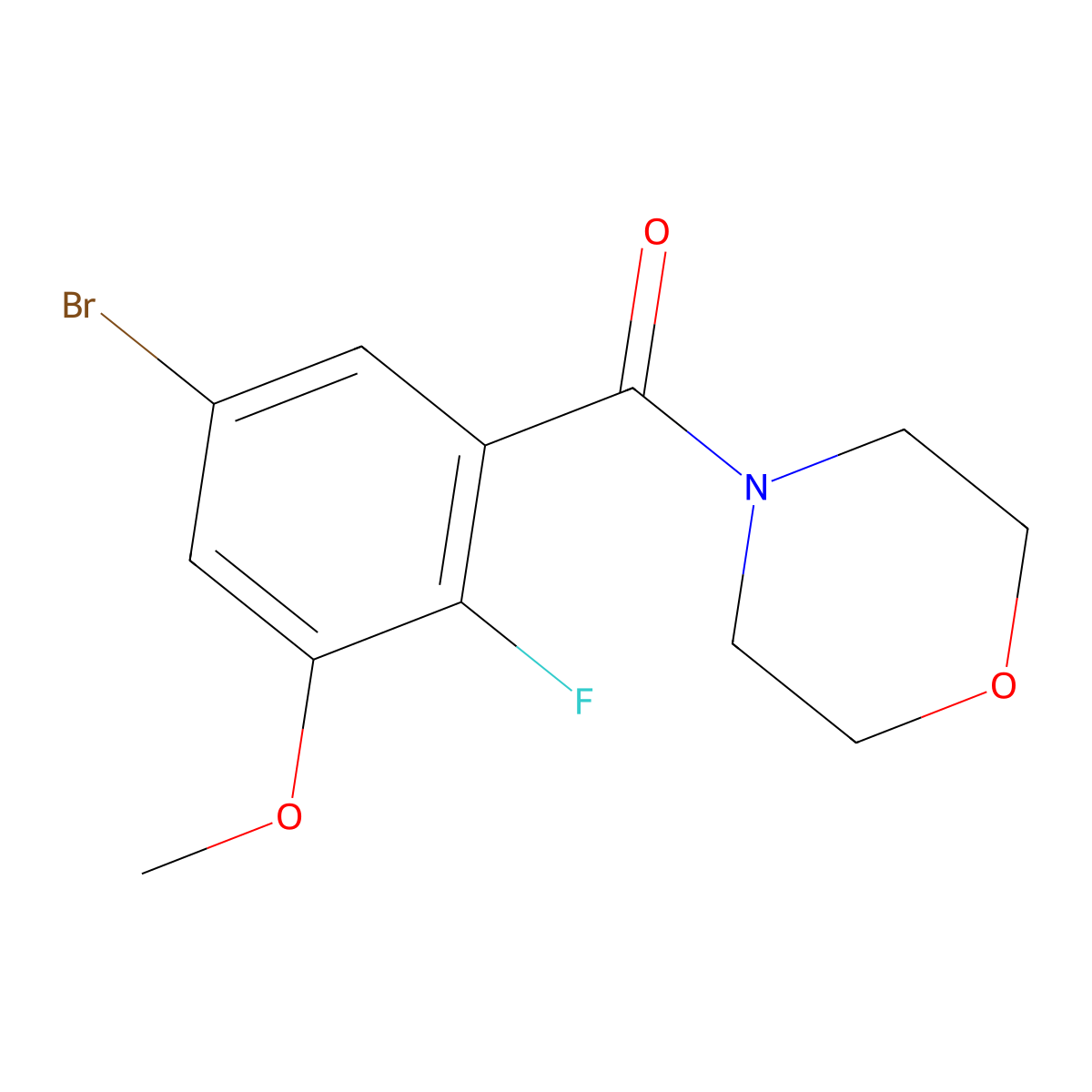 (5-Bromo-2-fluoro-3-methoxyphenyl)(morpholino)methanone molecular structure, CAS 2586127-51-5