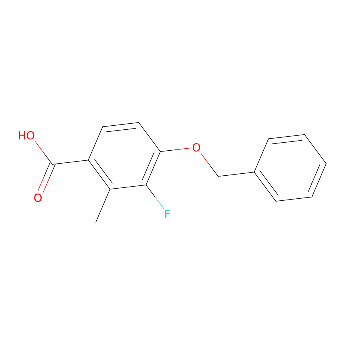 4-(Benzyloxy)-3-fluoro-2-methylbenzoic acid molecular structure, CAS 2586127-52-6